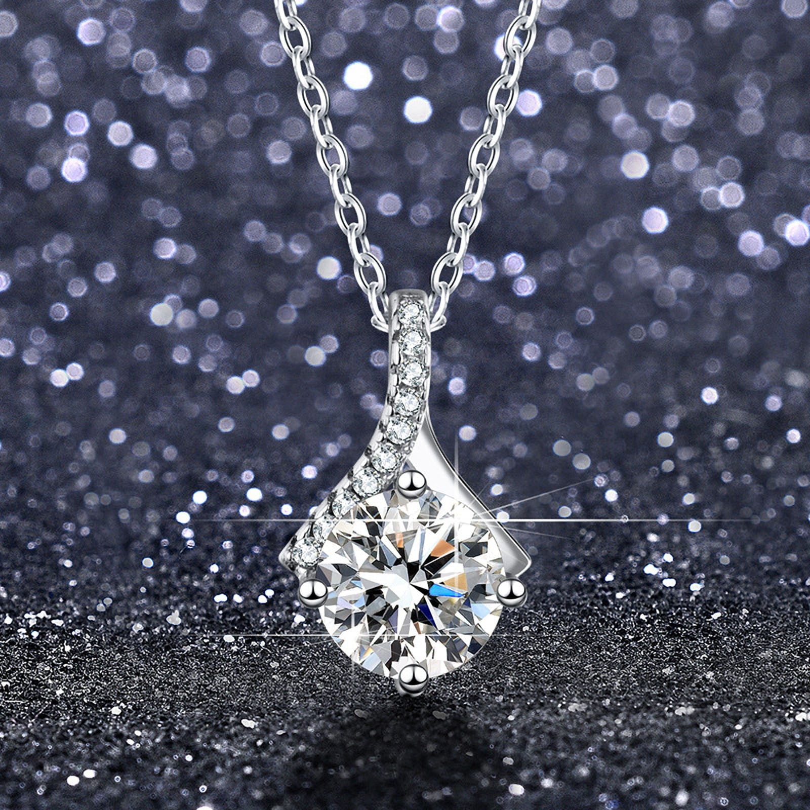 silver necklace for formal dress Plated Women, Elegant Pendant Necklace with 17.7in Chain, Dainty Adjustable Silver Tone Jewelry for Wedding Party Evening Dress, Hypoallergenic Fashion Gift for Her Drop: CW26 2025