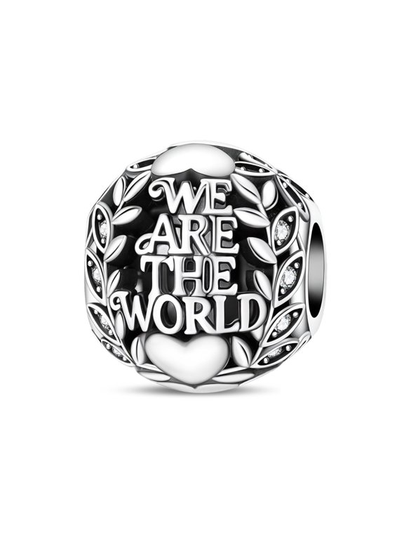 Silver Plated One World Charm Bead for Bracelet Making