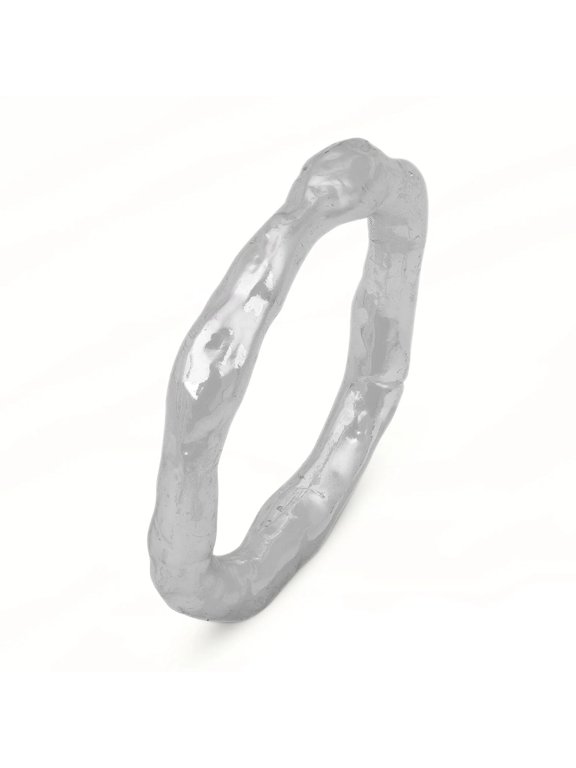 Silver Plated Organic Hammered Texture Ring for Women, Minimalist Band Jewelry