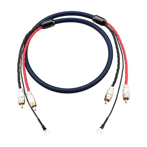 Silver Plated Phono Cable 2RCA To 2RCA With Grounding Wire For Superiorsly Transmission And Clear