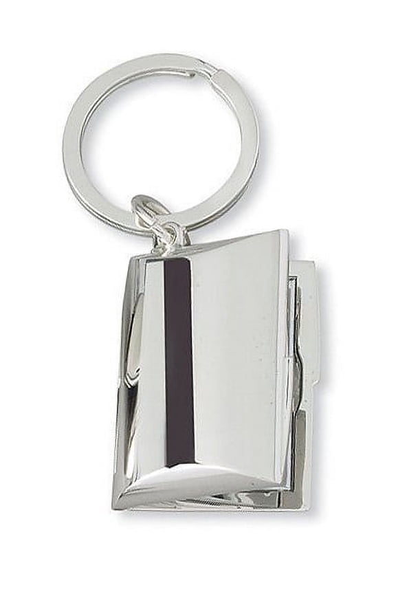 Silver Plated Rectangle Keychain Locket - 1 inch x 1 3/4 inch