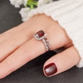 Rectangular Silver Ring Design Silver Plated Rectangular Imitation Red Gem Shiny Simulated Diamond ...