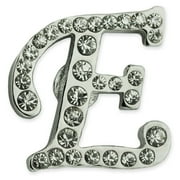 PinMart Silver Plated Rhinestone E Lapel Button Pins, New 5 Pack