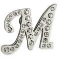 thumbnail image 1 of Silver Plated Rhinestone Alphabet Letter M Lapel Pin, 1 of 3