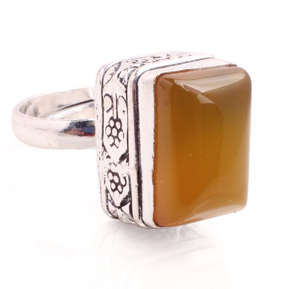 Silver Plated Ring Jewelry For Womens - Agate Gemstone Handmade Ring - Size Adjustable - Fashion Jewelry Gift For Her - Bohemian style Statement Ring For Women - R-527