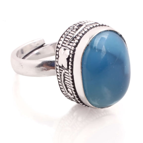 Silver Plated Ring Jewelry For Womens - Agate Gemstone Handmade Ring - Size Adjustable - Fashion Jewelry Gift For Her - Bohemian style Statement Ring For Women - R-580