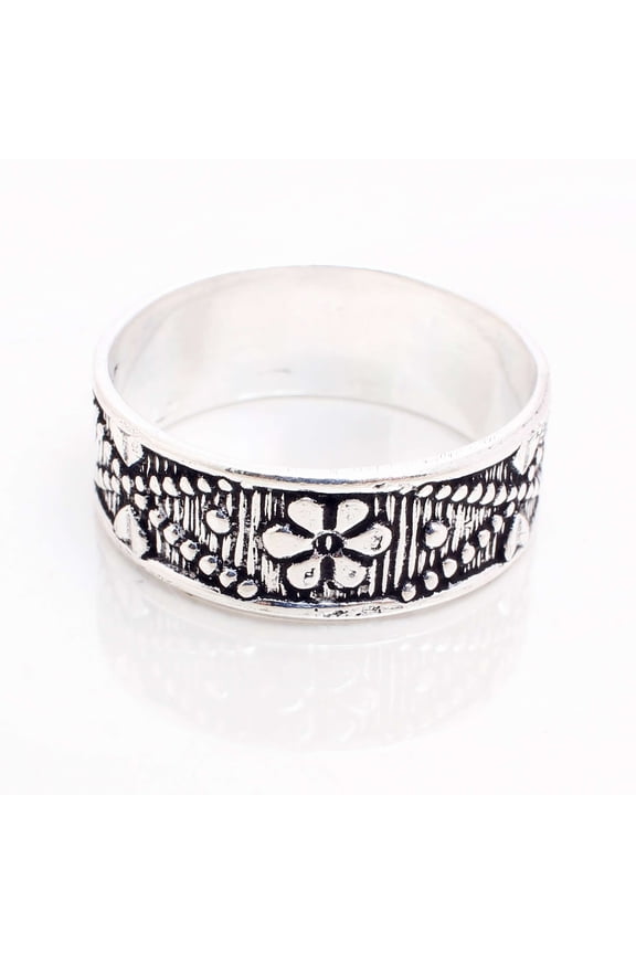 Silver Plated Ring Jewelry For Womens - Handmade Ring - Size US 10 - Fashion Jewelry Gift For Her - Statement Ring For Women - Stackable Gothic Bohemian style ring R-14298