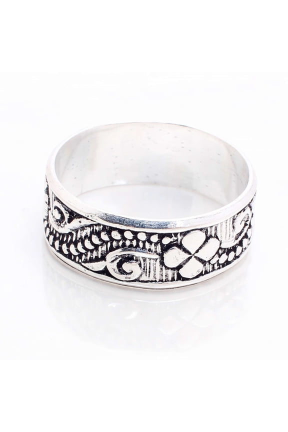 Silver Plated Ring Jewelry For Womens - Handmade Ring - Size US 10 - Fashion Jewelry Gift For Her - Statement Ring For Women - Stackable Gothic Bohemian style ring R-14314