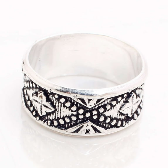 Silver Plated Ring Jewelry For Womens - Handmade Ring - Size US 6.5 - Fashion Jewelry Gift For Her - Statement Ring For Women - Stackable Gothic Bohemian style ring R-14310
