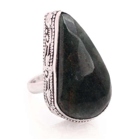 Silver Plated Ring Jewelry For Womens - Jasper Gemstone Handmade Ring - Size Adjustable - Fashion Jewelry Gift For Her - Bohemian style Statement Ring For Women - R-366