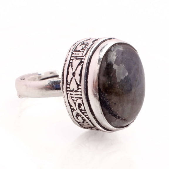 Silver Plated Ring Jewelry For Womens - Labradorite Gemstone Handmade Ring - Size Adjustable - Fashion Jewelry Gift For Her - Bohemian style Statement Ring For Women - R-388