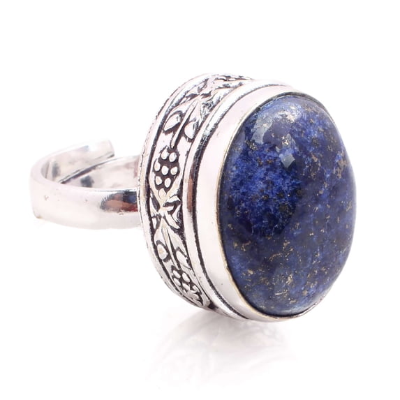 Silver Plated Ring Jewelry For Womens - Lapis Lazuli Gemstone Handmade Ring - Size Adjustable - Fashion Jewelry Gift For Her - Bohemian style Statement Ring For Women - R-565