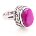 thumbnail image 1 of Silver Plated Ring Jewelry For Womens - Pink Agate Gemstone Handmade Ring - Size Adjustable - Fashion Jewelry Gift For Her - Bohemian style Statement Ring For Women - R-532, 1 of 3