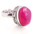 thumbnail image 1 of Silver Plated Ring Jewelry For Womens - Pink Agate Gemstone Handmade Ring - Size Adjustable - Fashion Jewelry Gift For Her - Bohemian style Statement Ring For Women - R-610, 1 of 3