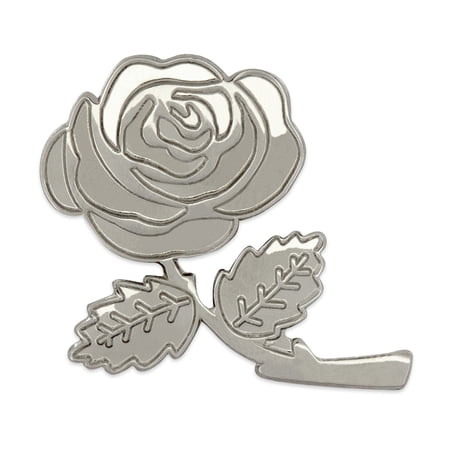 Silver Plated Rose Flower Lapel Pin 1