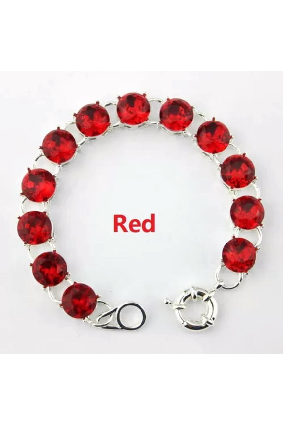 Silver Plated Round Glass Crystal Dot Statement Bracelet Bangle Women Bracelets