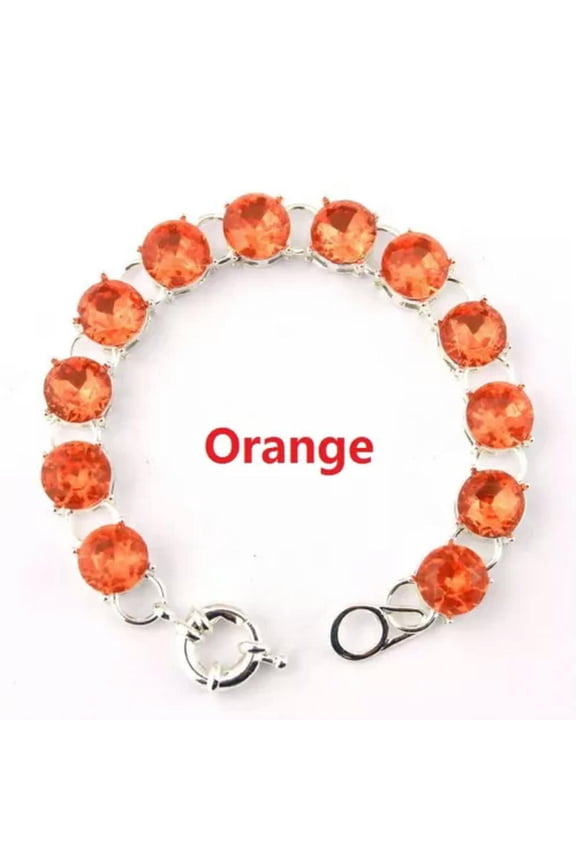 Silver Plated Round Glass Crystal Dot Statement Bracelet Bangle Women Bracelets