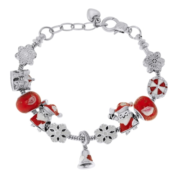 Silver Plated Santa Snowflake Charm Bracelet