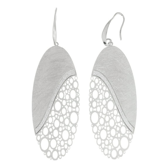 Silver Plated Scratched 24 mm x 60 mm Curved Oval Shape