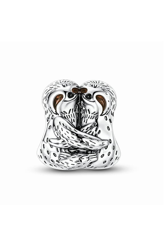 Silver Plated Sloth Couple Charm Bead for Bracelet Making