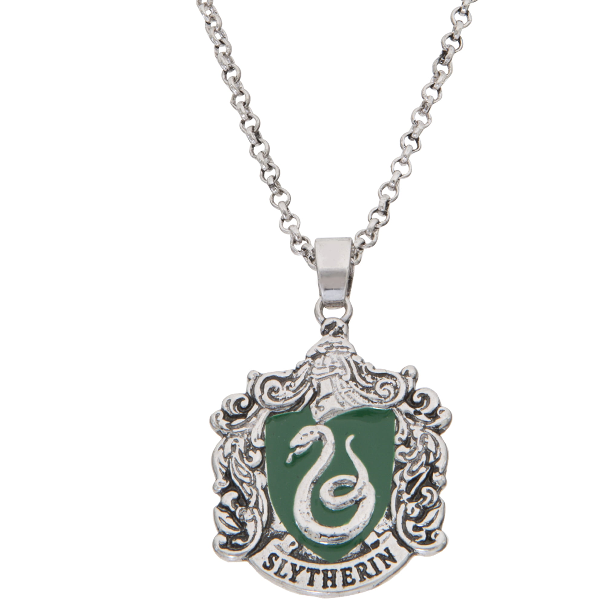 Silver Plated Slytherin House Crest Pendant, 16+2