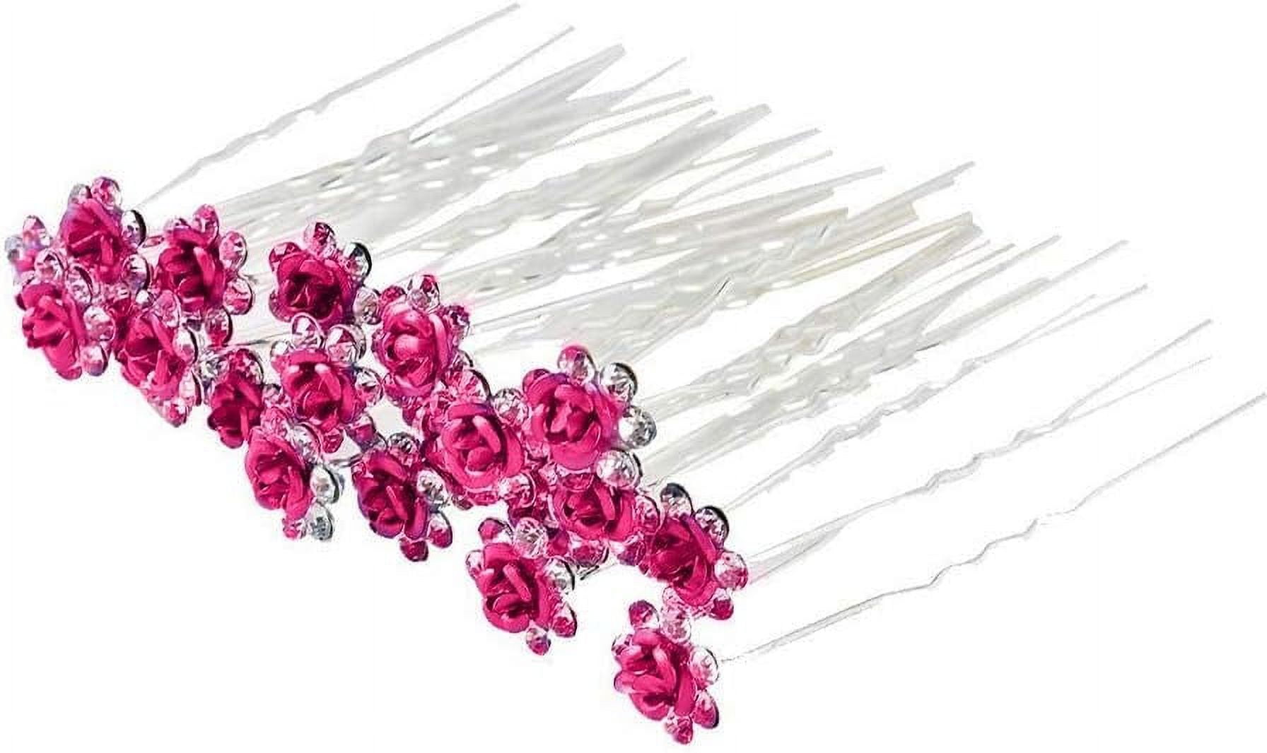Light pink flower & silver hairclip & earrings (Bridal/wedding/prom/bridesmaid) Amazon.com : YAEISM 6PCS Pink Flower Hair Clips Small Satin  main image 2
