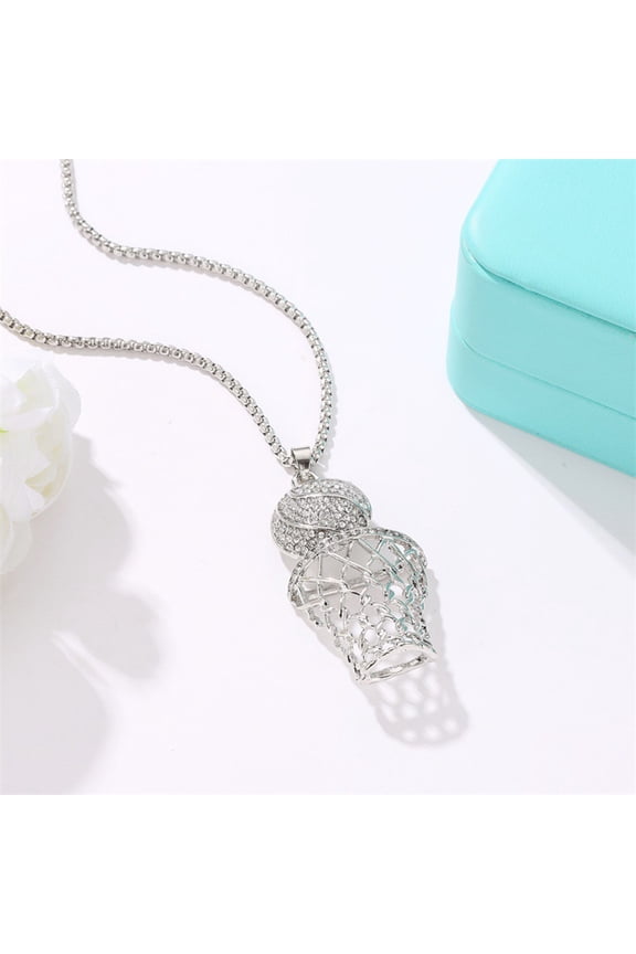 Silver Plated Stainless Steel Basketball Hoop Chain Pendant Necklacefor Men, Women, Teens -Sliver