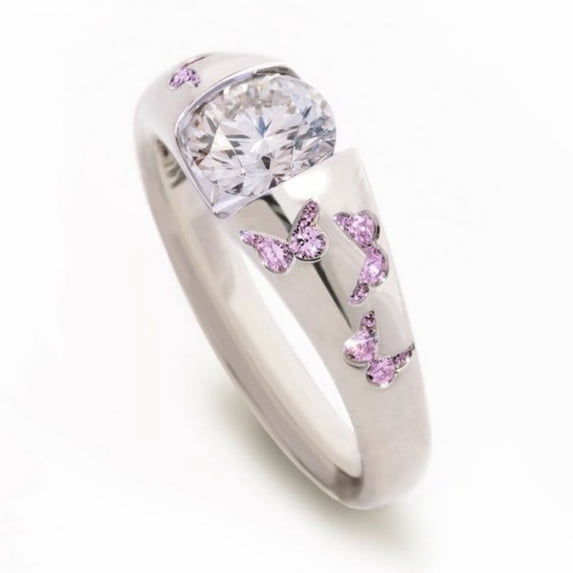 Silver Plated Stainless Steel Butterfly Zirconia Ring For Women Men Ring Jewelry Accessories