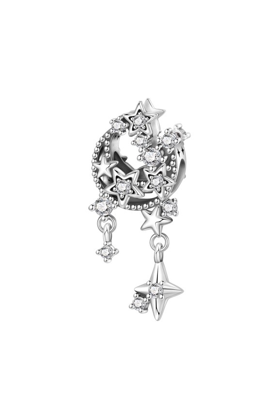 Silver Plated Star Charm Bead for Bracelet Making