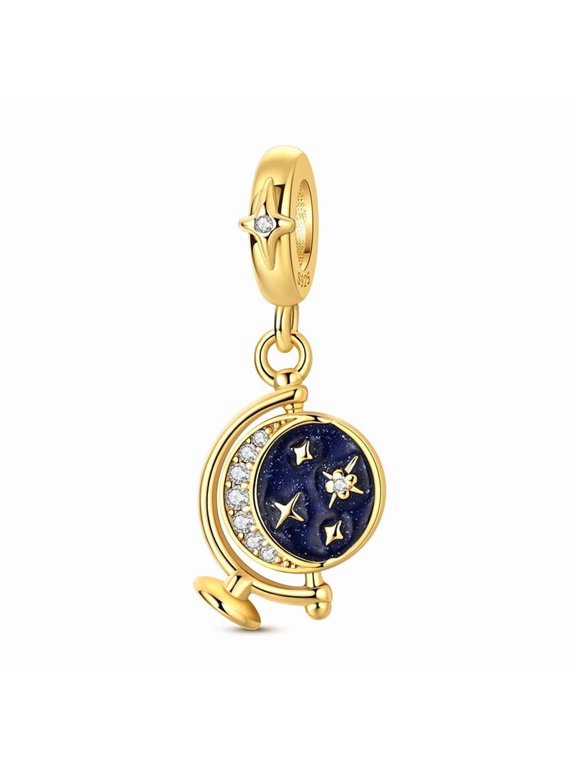 Silver Plated Star Globe Charm Bead for Bracelet Making