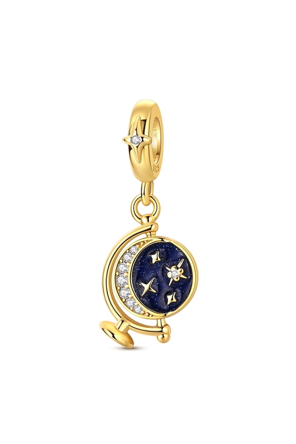 Silver Plated Star Globe Charm Bead for Bracelet Making