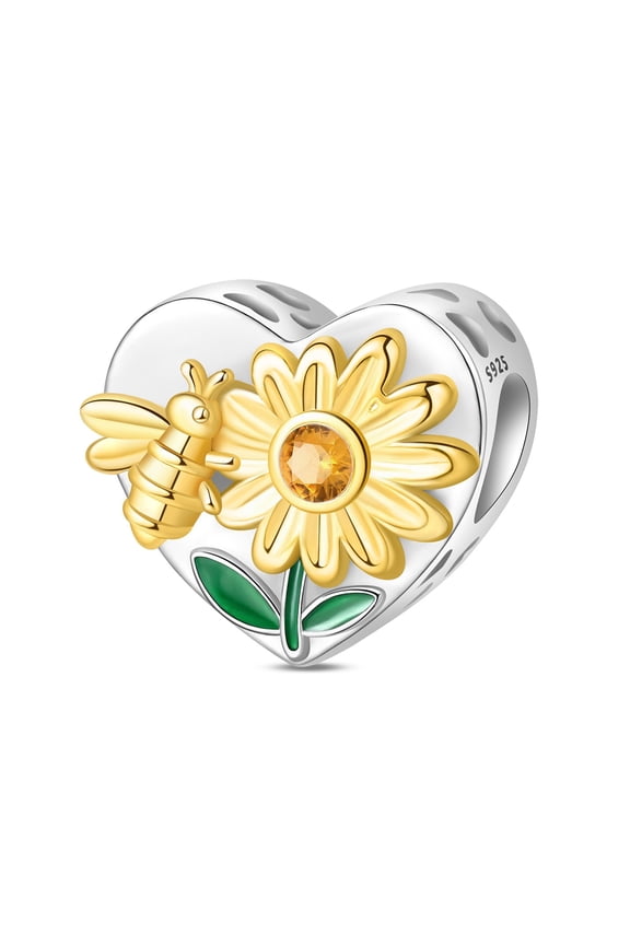 Silver Plated Sunflower Charm Bead for Bracelet Making