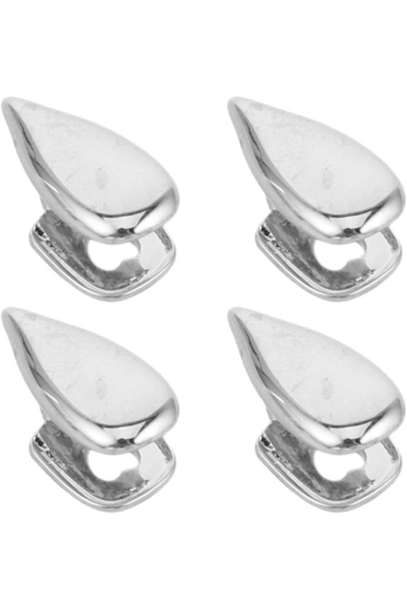 Silver Plated Teardrop Fang Tooth Caps Removable Grill Cap for Women 4Pcs Hip Hop Teeth Jewelry Front Tooth Fang Caps for Streetwear Party Rapper Costume Style