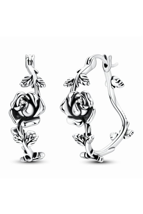 Silver Plated Thorn Rose Stud Earring for Women