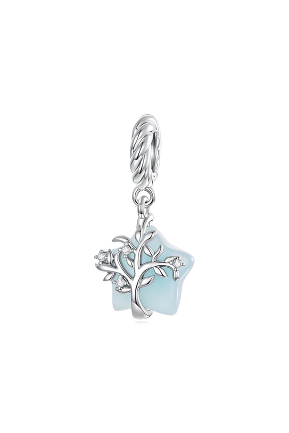 Silver Plated Tree of Life Star Charm Bead for Bracelet Making