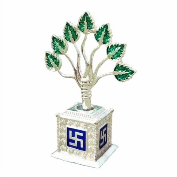Silver Plated Tulsi Kyara | Pooja Vastu Items Decorative, Religious (4.5 x 5 Cm) Pack 1