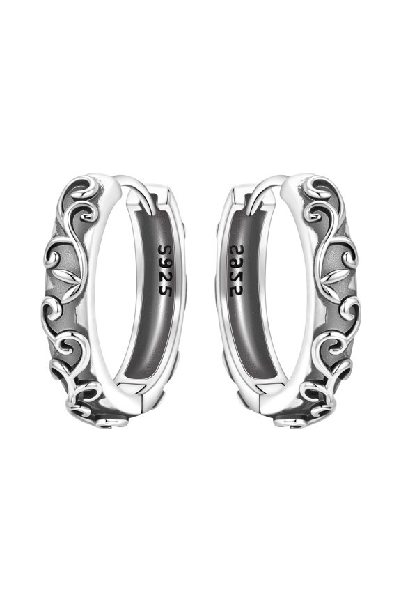 Silver Plated Vine Hoop Earring for Women