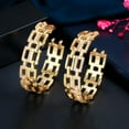 thumbnail image 1 of Silver Plated White Cuban Link Big Round Hoop Earring for Brides Hip Hop Jewelry, 1 of 9