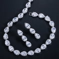 thumbnail image 1 of Silver Plated Yellow Pear CZ Women Fashion Party Earrings Necklace Jewelry Set, 1 of 9