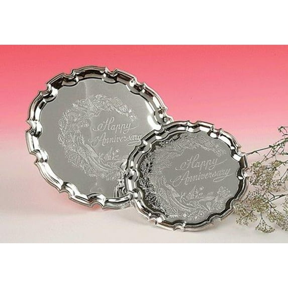 Silver Plated by Queen Anne- Large Happy Anniversary Tray
