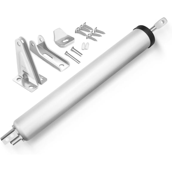 Silver Pneumatic Screen and Storm Door Closer Set, Screen Door Shock Replacement Absorber with Bracket & Parts, Heavy Duty Gate Closer Piston Kit with Adjustable Closing Speed (Silver)
