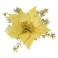 thumbnail image 1 of Silver Poinsettia Artificial Flowers with Glitter – Christmas Tree Ornaments & Wedding Party Decorations – Clip-On Silk Glitter Poinsettia for Xmas Tree, Yellow, Indoor/Outdoor Decor, 1 of 8