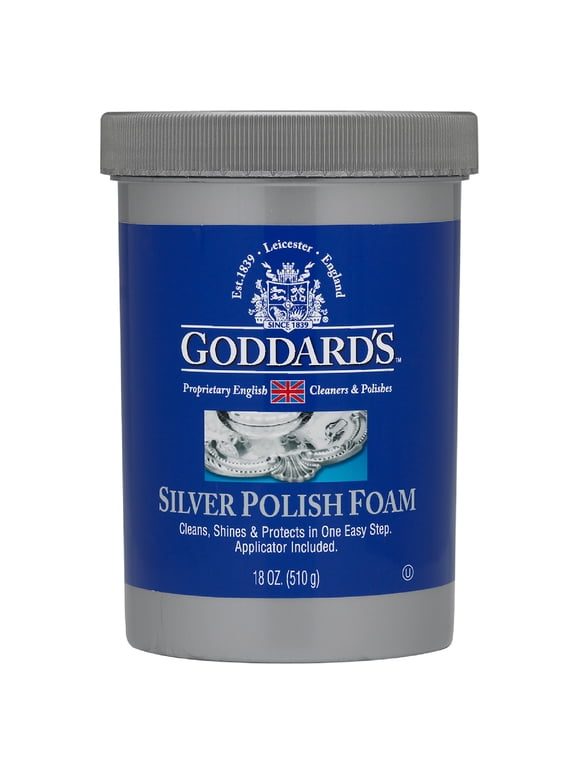 Goddard’s Silver Polish Foam – Silver Jewelry Cleaner for Antiques, Accessories, Ornaments & More – Silver Cleaner for Silverware Protection – Tarnish Remover for Jewelry w/Sponge Applicator (18 oz)