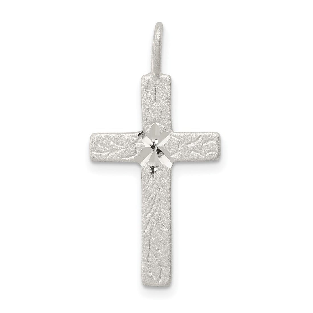 925 Sterling Silver Diamond Filigree Cross Pendant - 41.5x25mm, Textured & Polished, For Women (Necklace Chain Not Included) - View #6