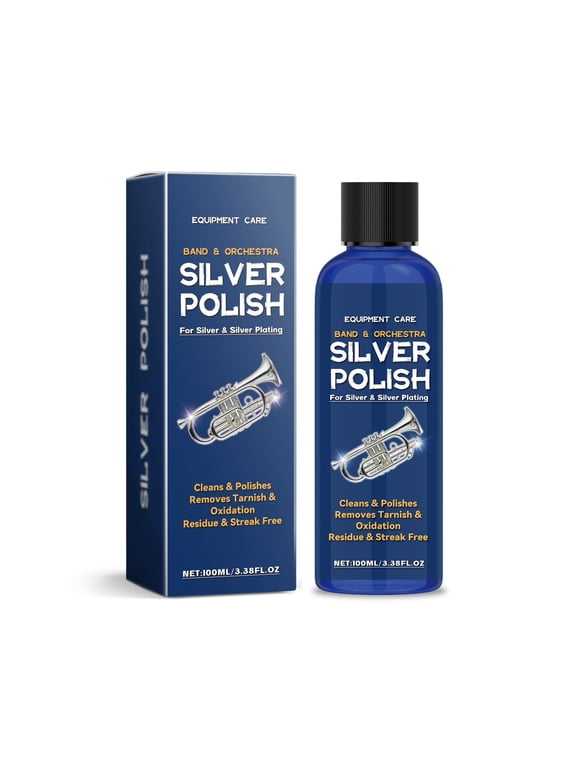 Silver Polish for Silver & Silver-Plated Instruments,Antioxidant Cloth Polishing Cleaning Solution,100ml Silver Polish for Silver & Silver Plating, Gentle Long-lasting Gloss Suitable for Daily Use