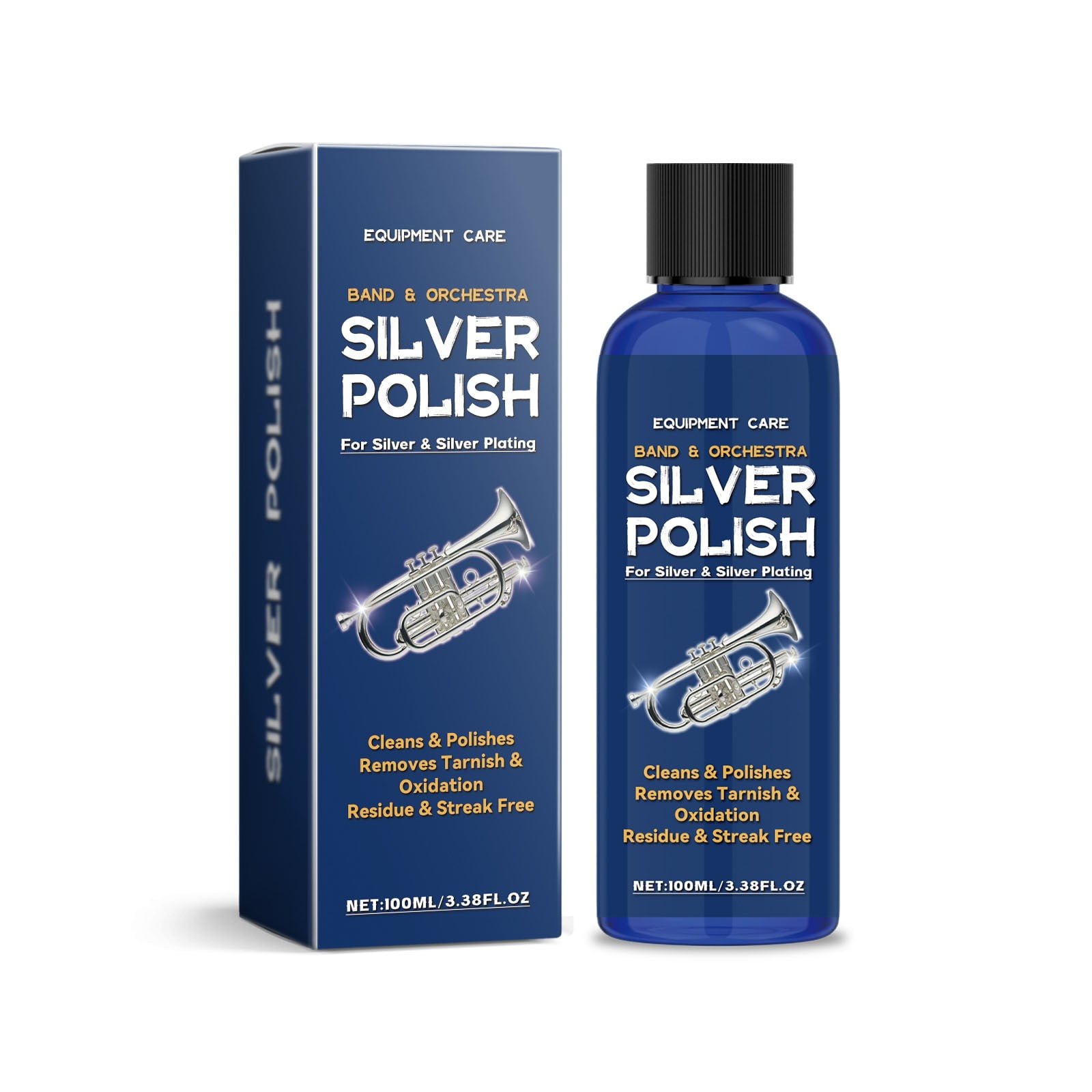 BXOTIY Silver Polish for Sterling and Silver Plate, Liquid Cleaner and Polish for Silver Jewelry, Silverware, and Antiques - All-in-One Tarnish Remover Solution, 3.38oz