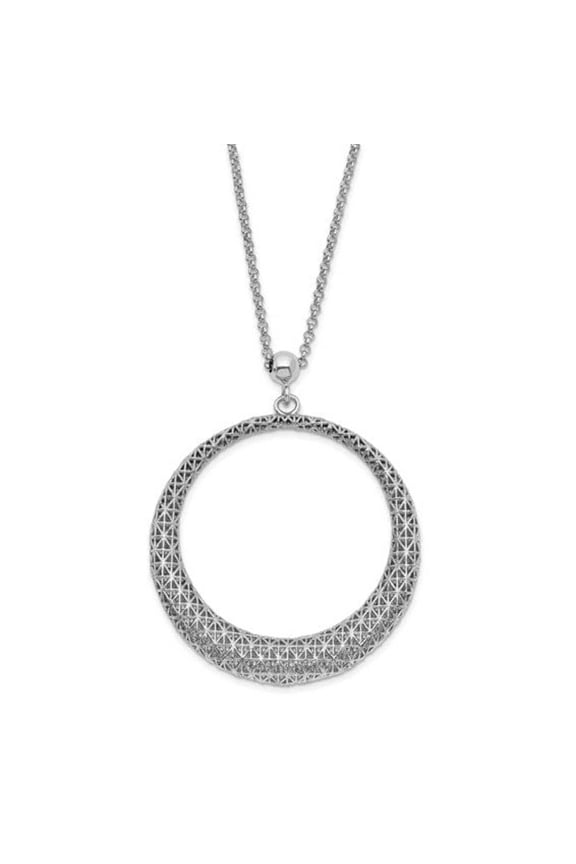 Silver Polished D.C Circle Pendant Necklace