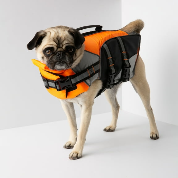 Silver Pooch Dog Life Jacket Orange, M