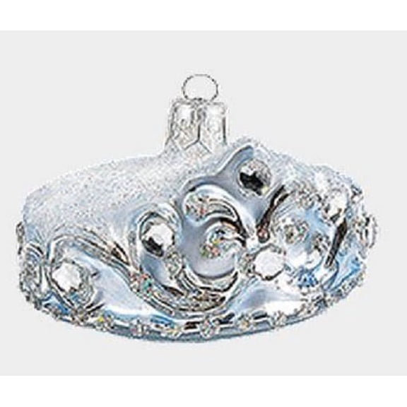 Silver Princess Tiara Crown Polish Glass Christmas Ornament SMALL Decoration