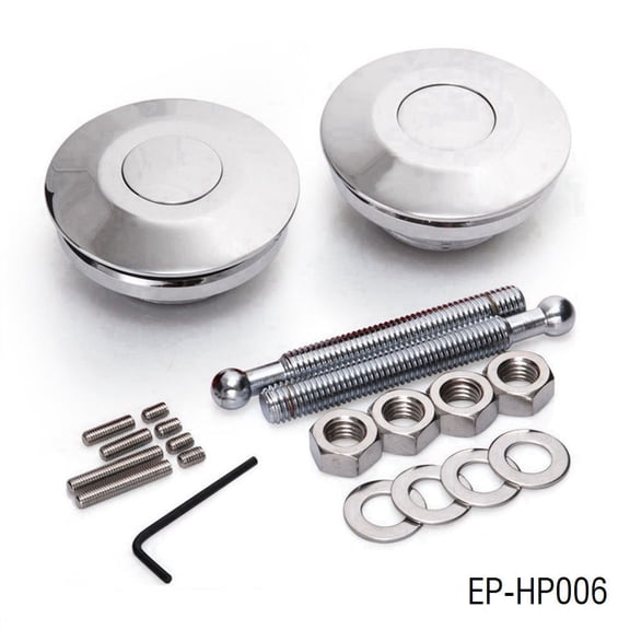 Silver-Push Button Billet Hood Pins Lock Clip Kit Car Quick Latch EP-HP006